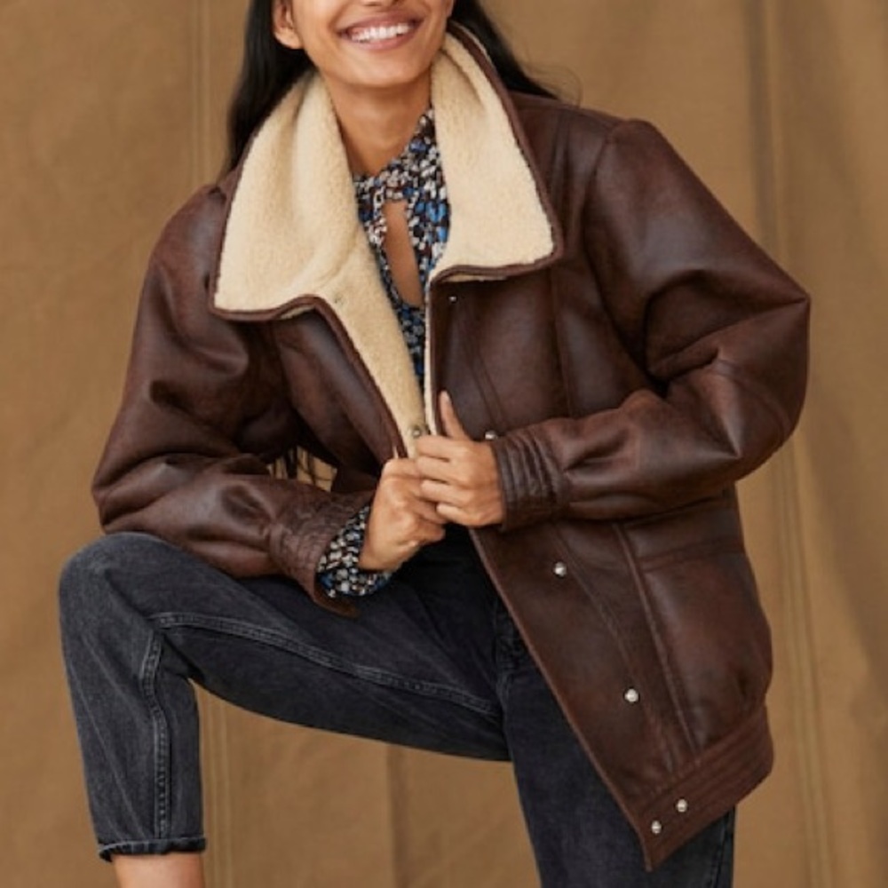 Faux Shearling Aviator Jacket